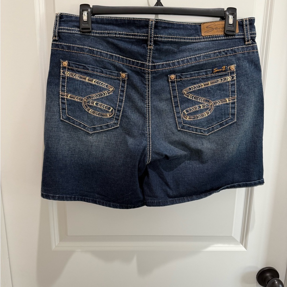 Seven7 Women's Dark Blue Jean Shorts - Picture 2 of 5